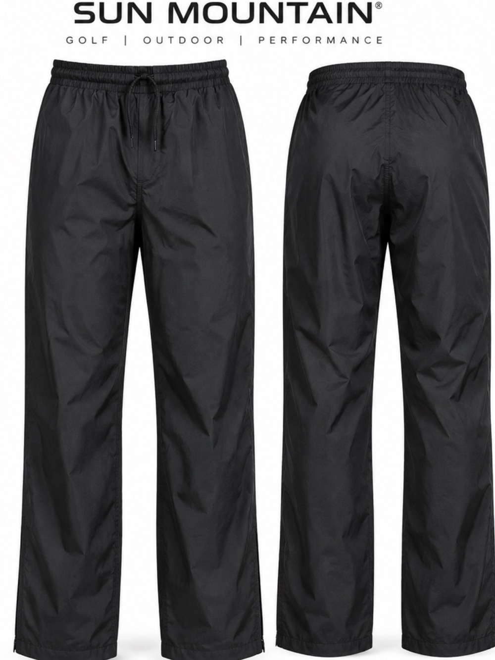 Sun Mountain Golf Windbreaker Weather Pant Men Medium Black 31” Inseam Zip Ankle